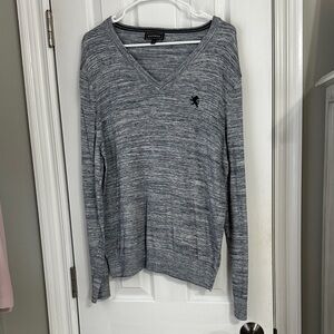 Express Heathered Gray V-Neck Sweater
